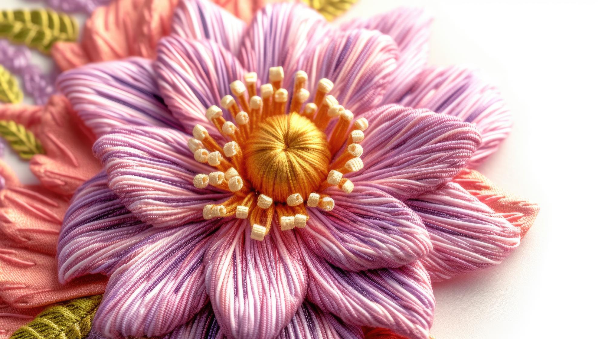 Detail gestickter Blumen